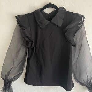 Marc New York  Woman Black Long Sleeve Lace Blouse, Size XS MSRP $59